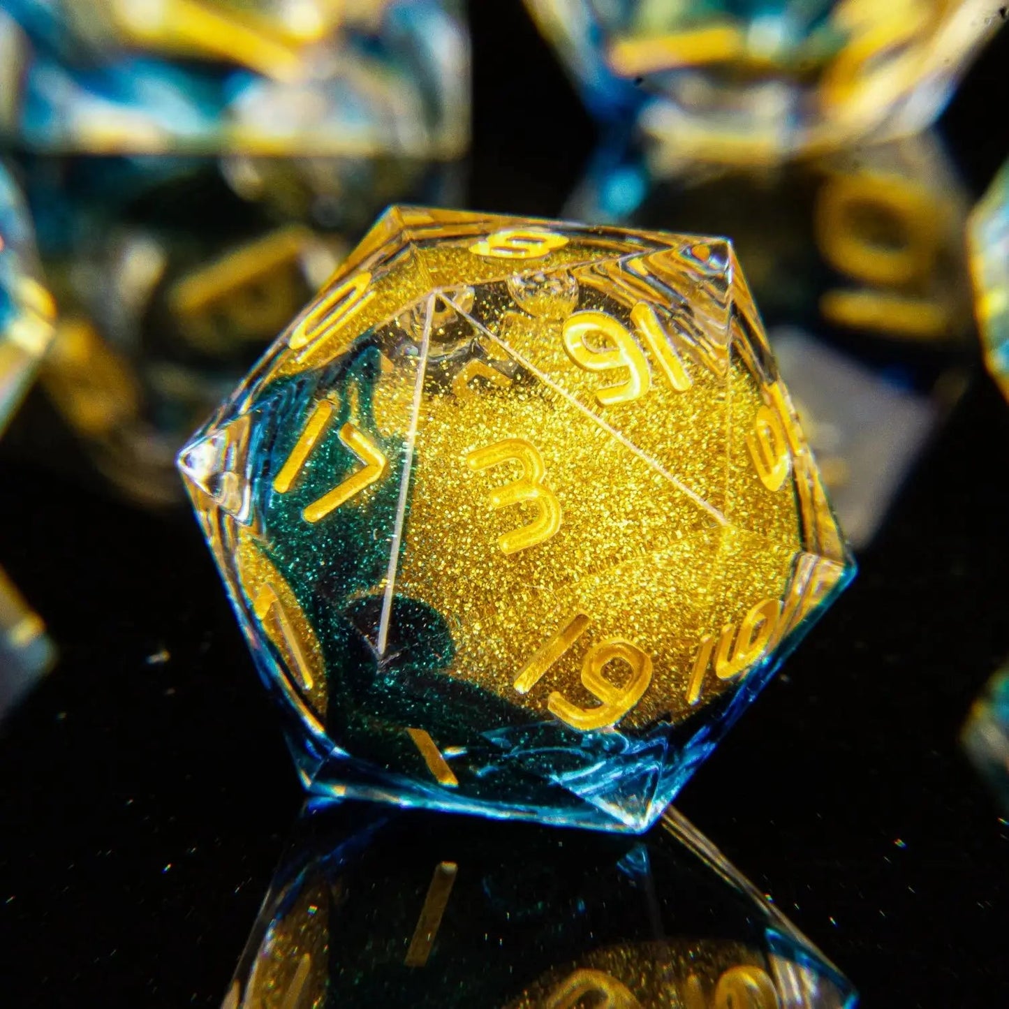 Dnd Blue Resin Dice Set, Handmade Liquid Core Dice, Polyhedral Dice Set for Dungeons and Dragons, Galaxy Dice Set, dice set dnd