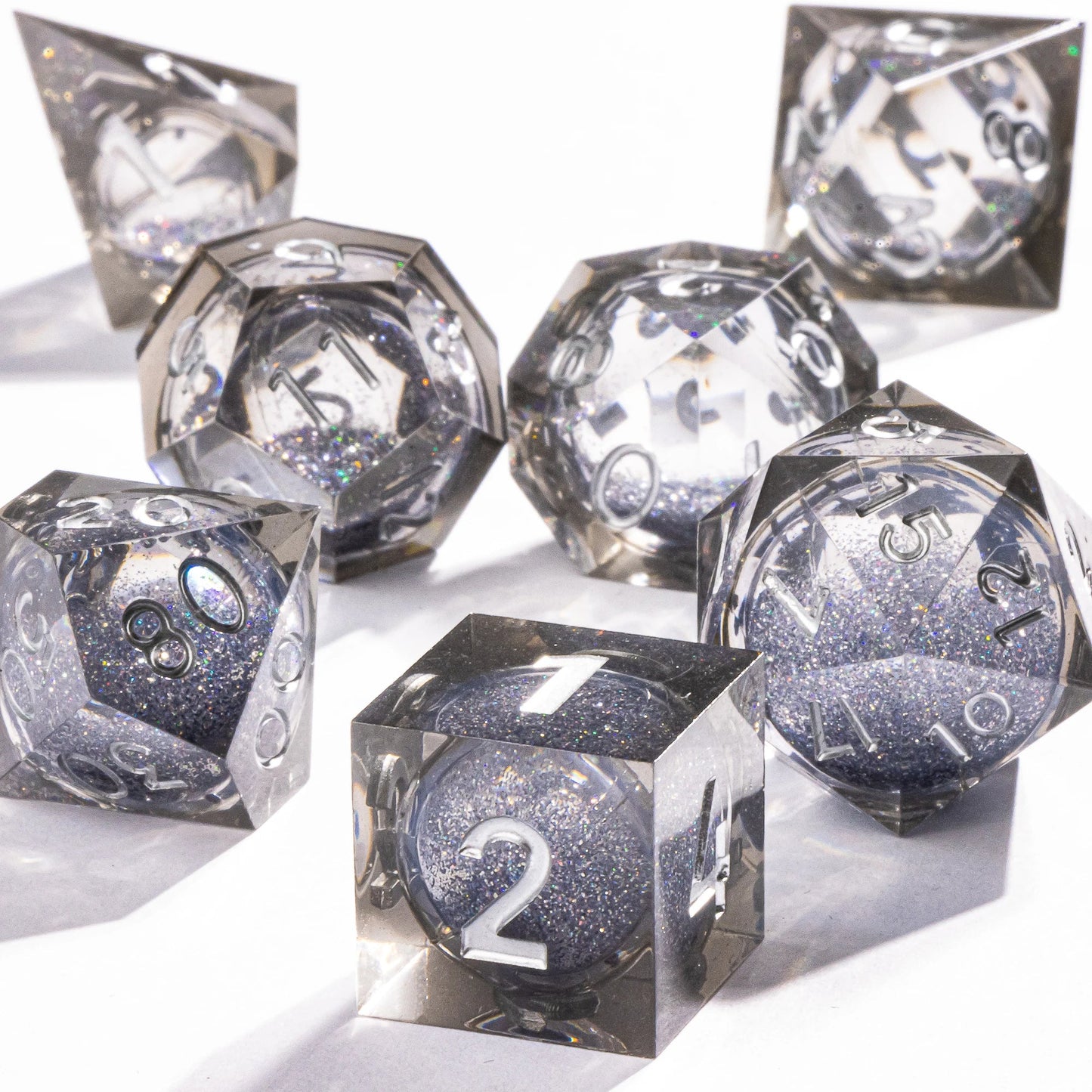 Dnd Blue Resin Dice Set, Handmade Liquid Core Dice, Polyhedral Dice Set for Dungeons and Dragons, Galaxy Dice Set, dice set dnd