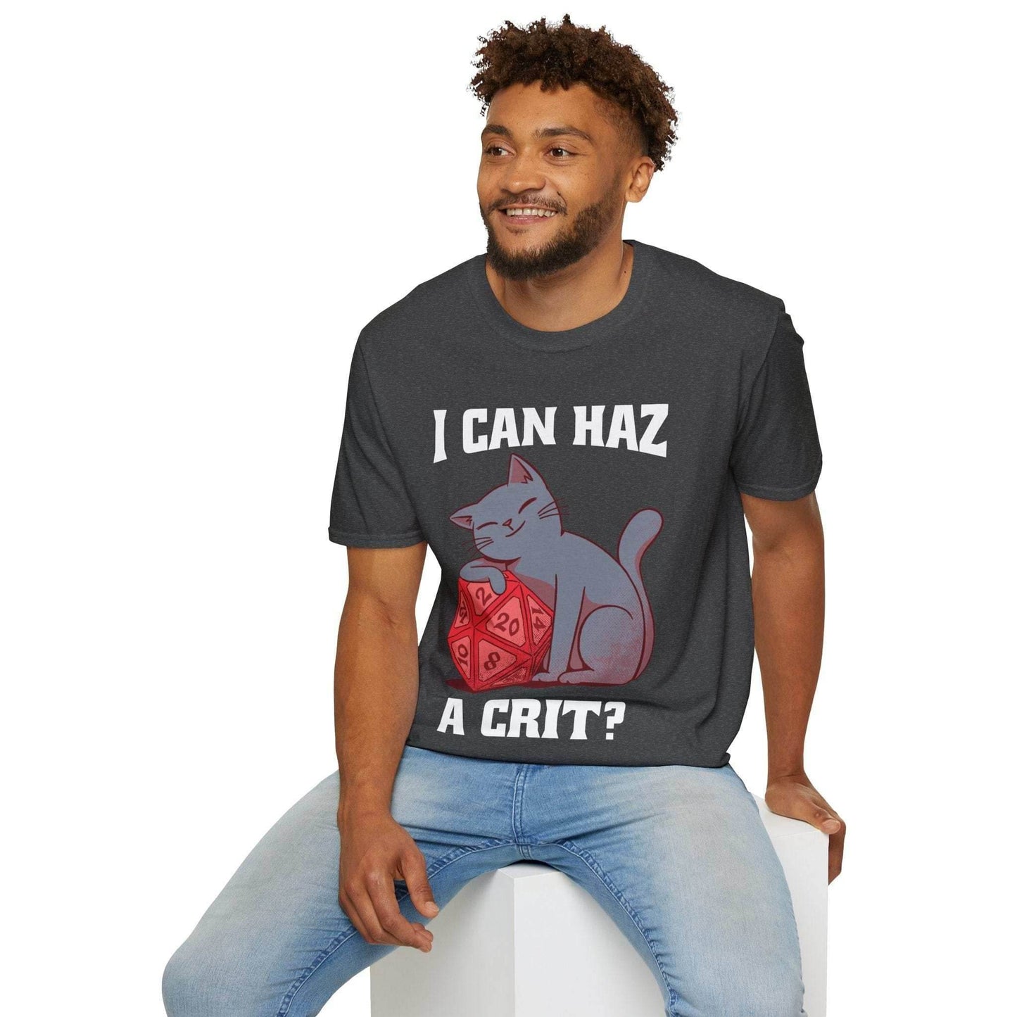 DnD Cat Shirt - I can haz a crit? - Black / S
