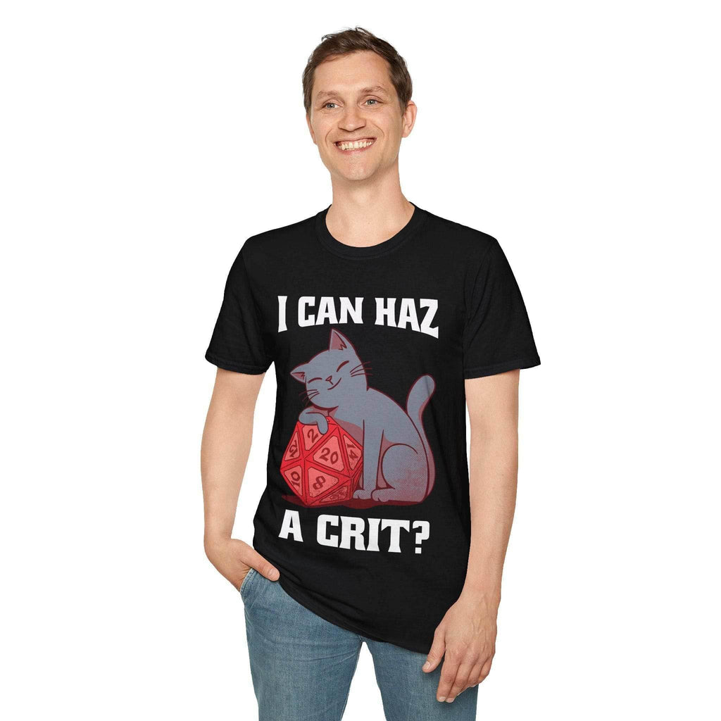 DnD Cat Shirt - I can haz a crit? - Black / S