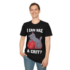 DnD Cat Shirt - I can haz a crit? - Black / S