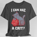 DnD Cat Shirt - I can haz a crit? - Dark Heather / S