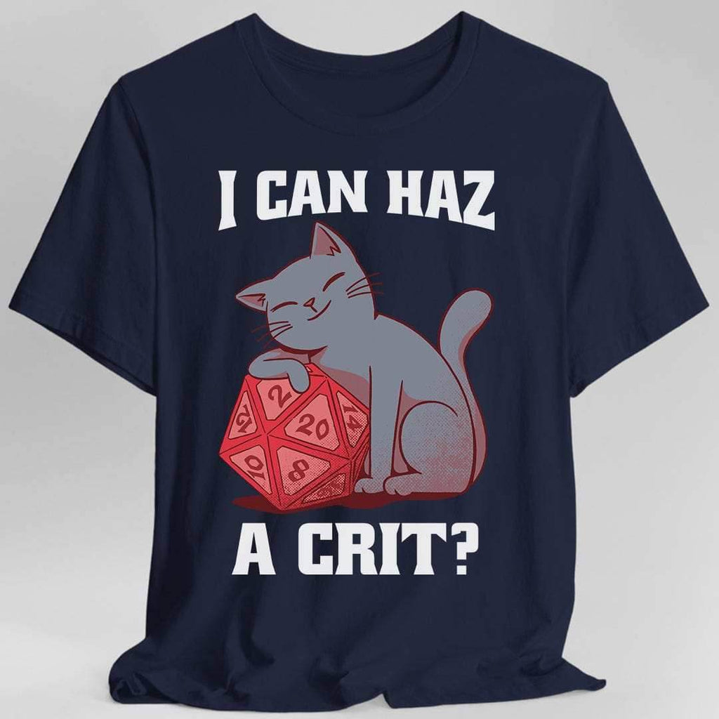 DnD Cat Shirt - I can haz a crit? - Navy / S