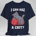 DnD Cat Shirt - I can haz a crit? - Navy / S