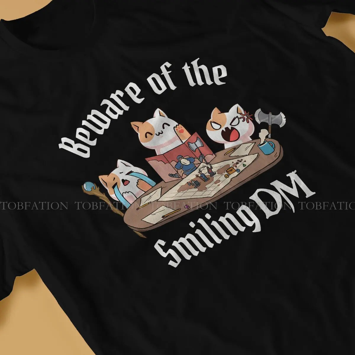 DND CATS PLAYING Tshirt Graphic Men Tops Vintage Punk Summer Streetwear 100% Cotton T Shirt