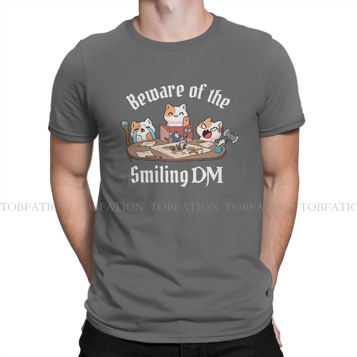 DND CATS PLAYING Tshirt Graphic Men Tops Vintage Punk Summer Streetwear 100% Cotton T Shirt