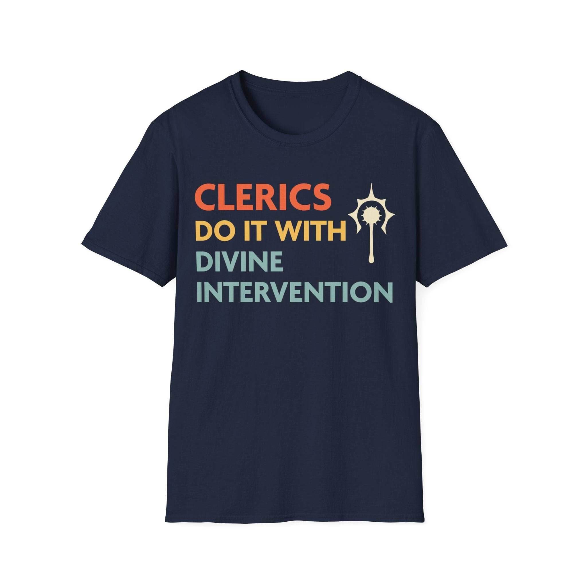 DnD Clerics Do It With Divine Intervention Shirt - Navy / S
