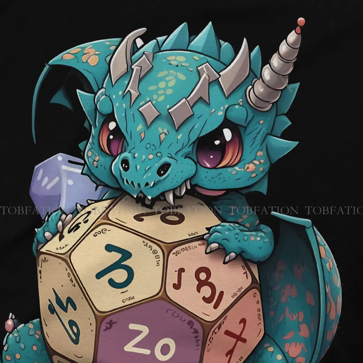 DND Cute Angry Dice Dragon Tshirt Graphic Men Tops Vintage Fashion Summer Clothing 100% Cotton T Shirt