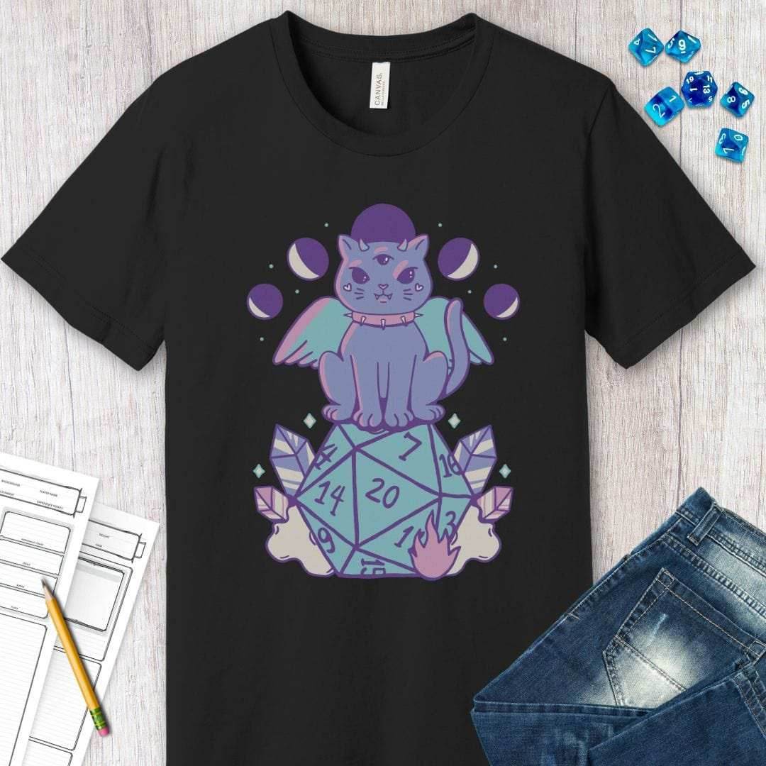 DnD Cute Cat D20 T-shirt - Navy / S