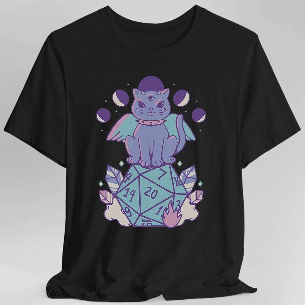 DnD Cute Cat D20 T-shirt - Black / S