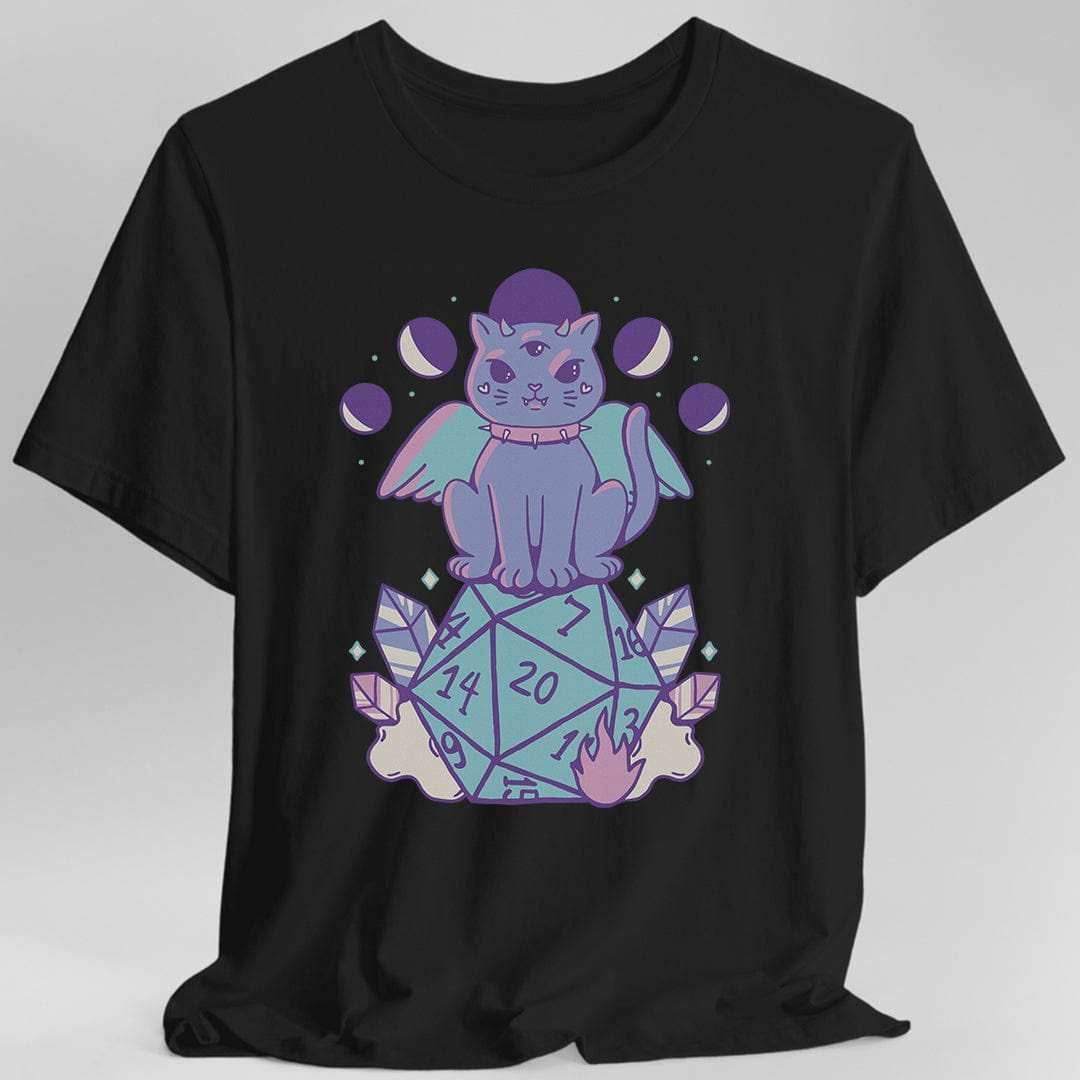 DnD Cute Cat D20 T-shirt - Black / S