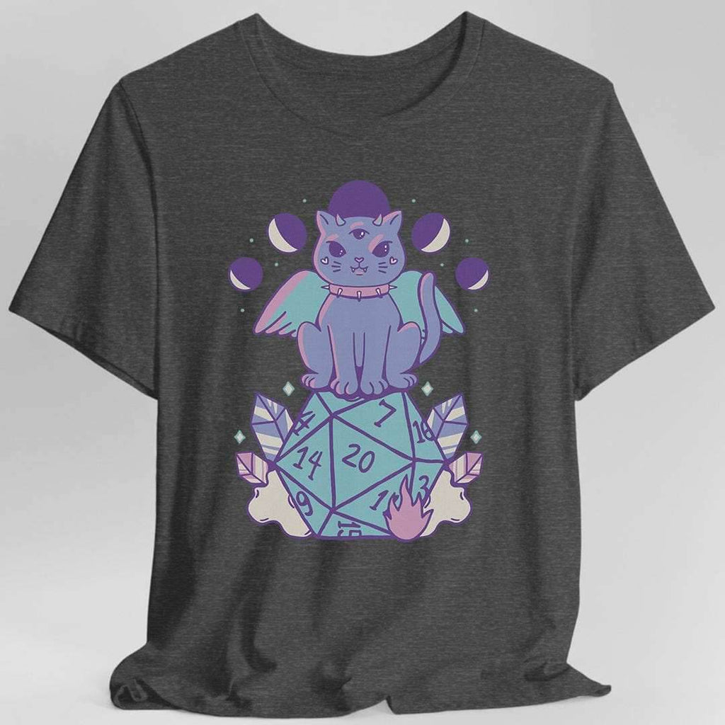 DnD Cute Cat D20 T-shirt - Dark Heather / S