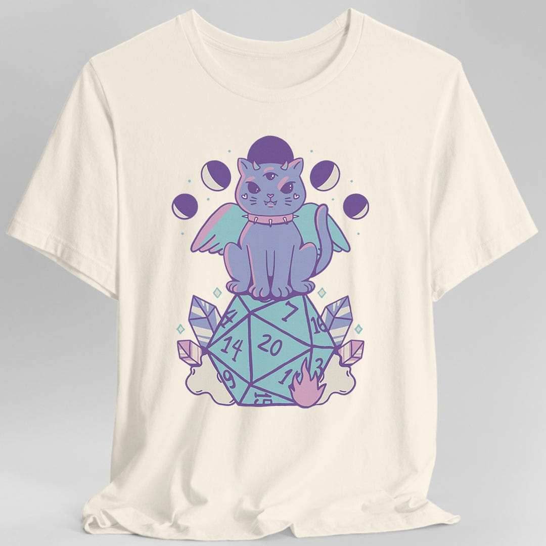 DnD Cute Cat D20 T-shirt - Natural / S