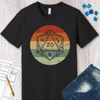 DnD D20 Shirt | Retro Sunset - Black / S
