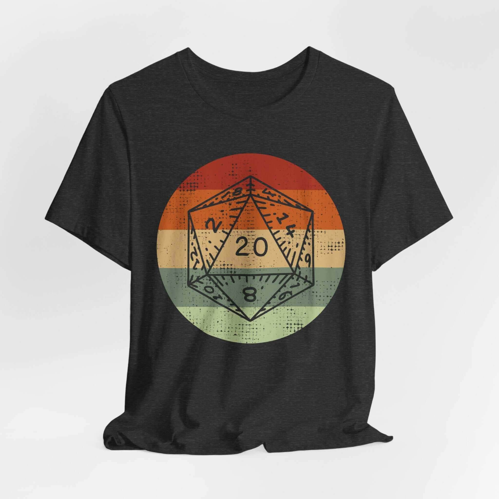 DnD D20 Shirt | Retro Sunset - Dark Heather / S