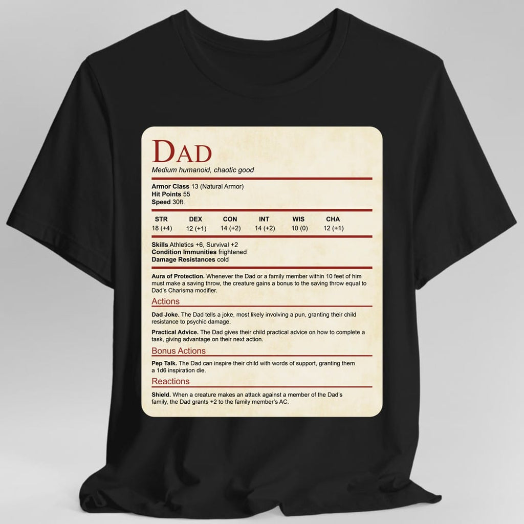 DnD Dad Shirt With Stat Block