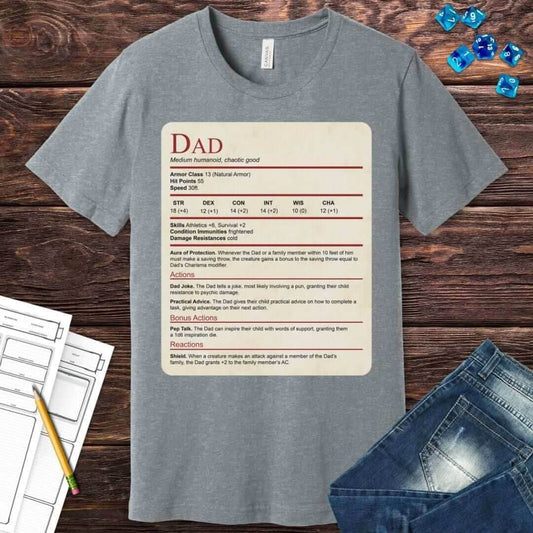 DnD Dad Shirt With Stat Block - Sport Grey / XS