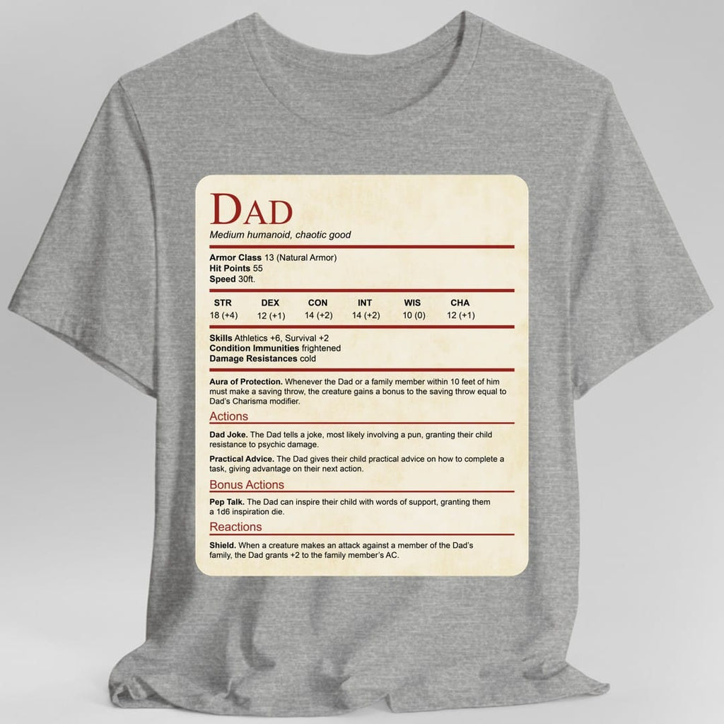 DnD Dad Shirt With Stat Block