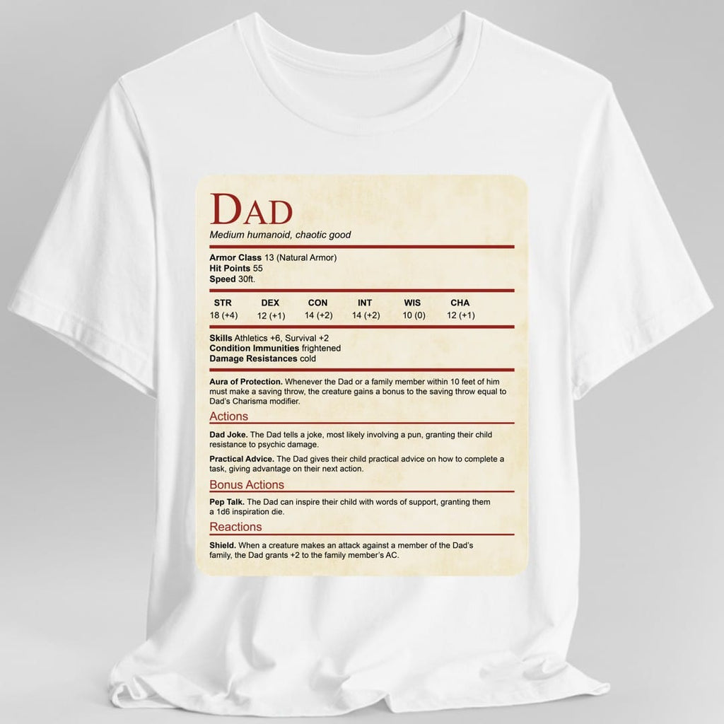 DnD Dad Shirt With Stat Block