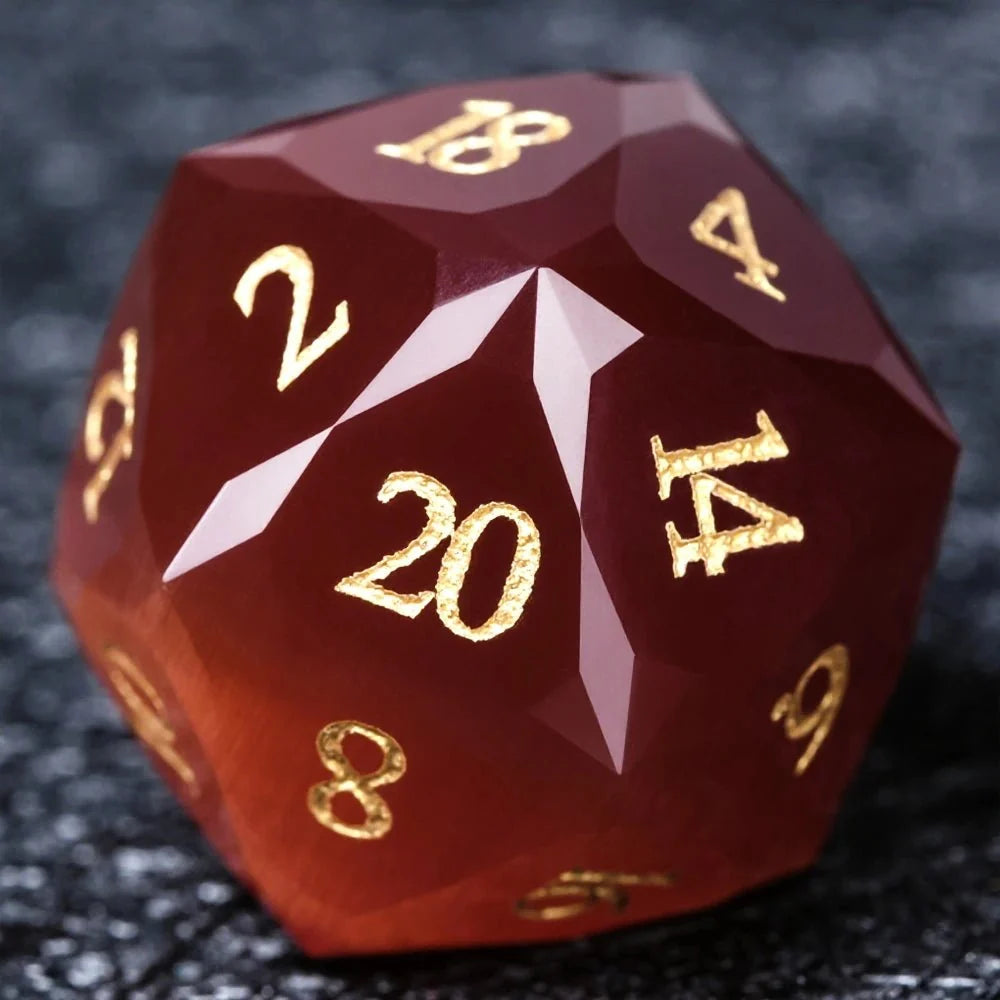 Bear Dice DND Multi-Sided Engraved Glass Gemstone Dice Set