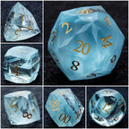 DND Dice | Diamond-cut sky blue transparent glass dice set