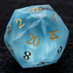 DND Dice | Diamond-cut sky blue transparent glass dice set