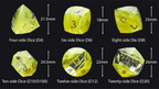 DND Dice | Diamond Cut Yellow-Green Glass Gemstone Dice Set