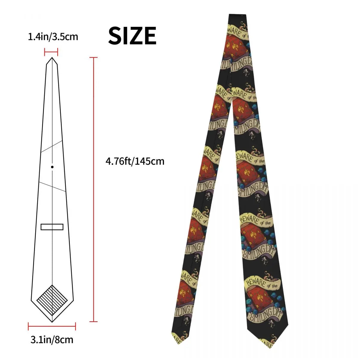 Dnd Dice Dnd Dice Neckties Unisex 8 cm Narrow Beware of the Smiling Dungeon Master Neck Tie for Men Daily Wear Gravatas Business