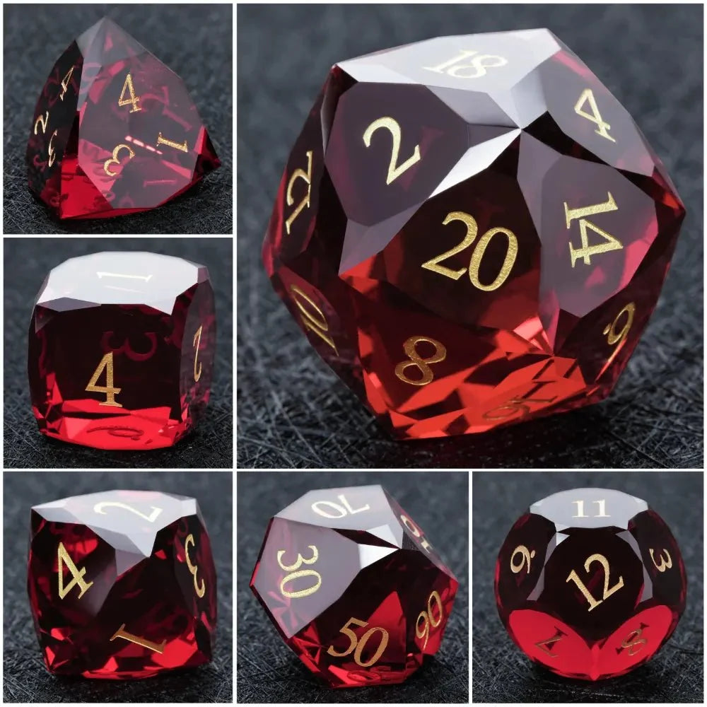Bear Dice DND Multi-Sided Engraved Glass Gemstone Dice Set