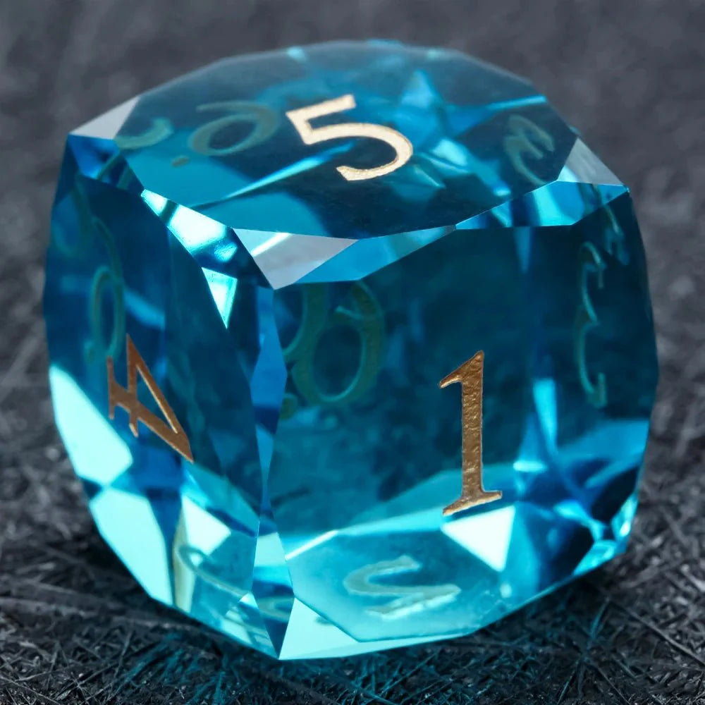 DND Dice - High Quality Blue Crystal Glass Gemstone Dice Set