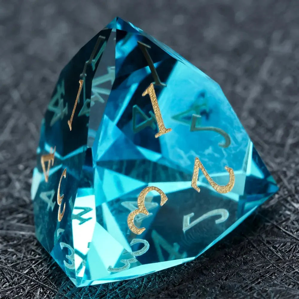 DND Dice - High Quality Blue Crystal Glass Gemstone Dice Set