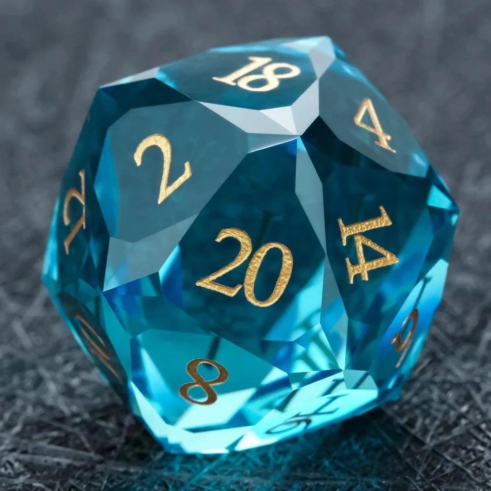 Bear Dice DND Multi-Sided Engraved Glass Gemstone Dice Set