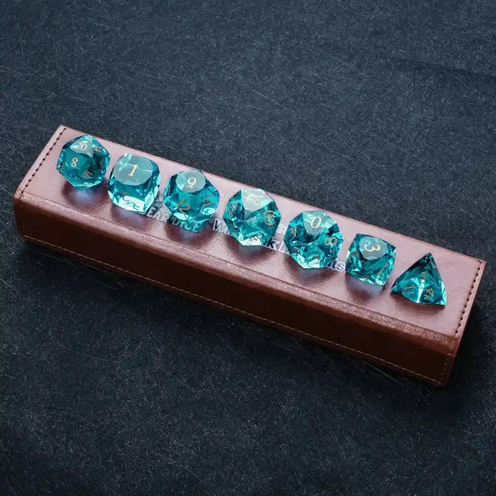 DND Dice - High Quality Blue Crystal Glass Gemstone Dice Set