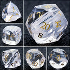 Bear Dice DND Multi-Sided Engraved Glass Gemstone Dice Set