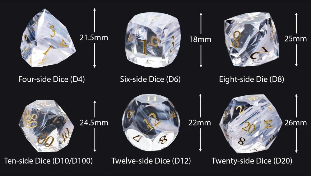 DND Dice - Light Pink Glass Gem Dice Set