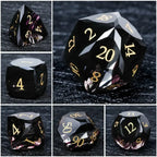 Bear Dice DND Multi-Sided Engraved Glass Gemstone Dice Set