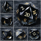 DND Dice - Premium Black Glass Gem RPG Dice Set