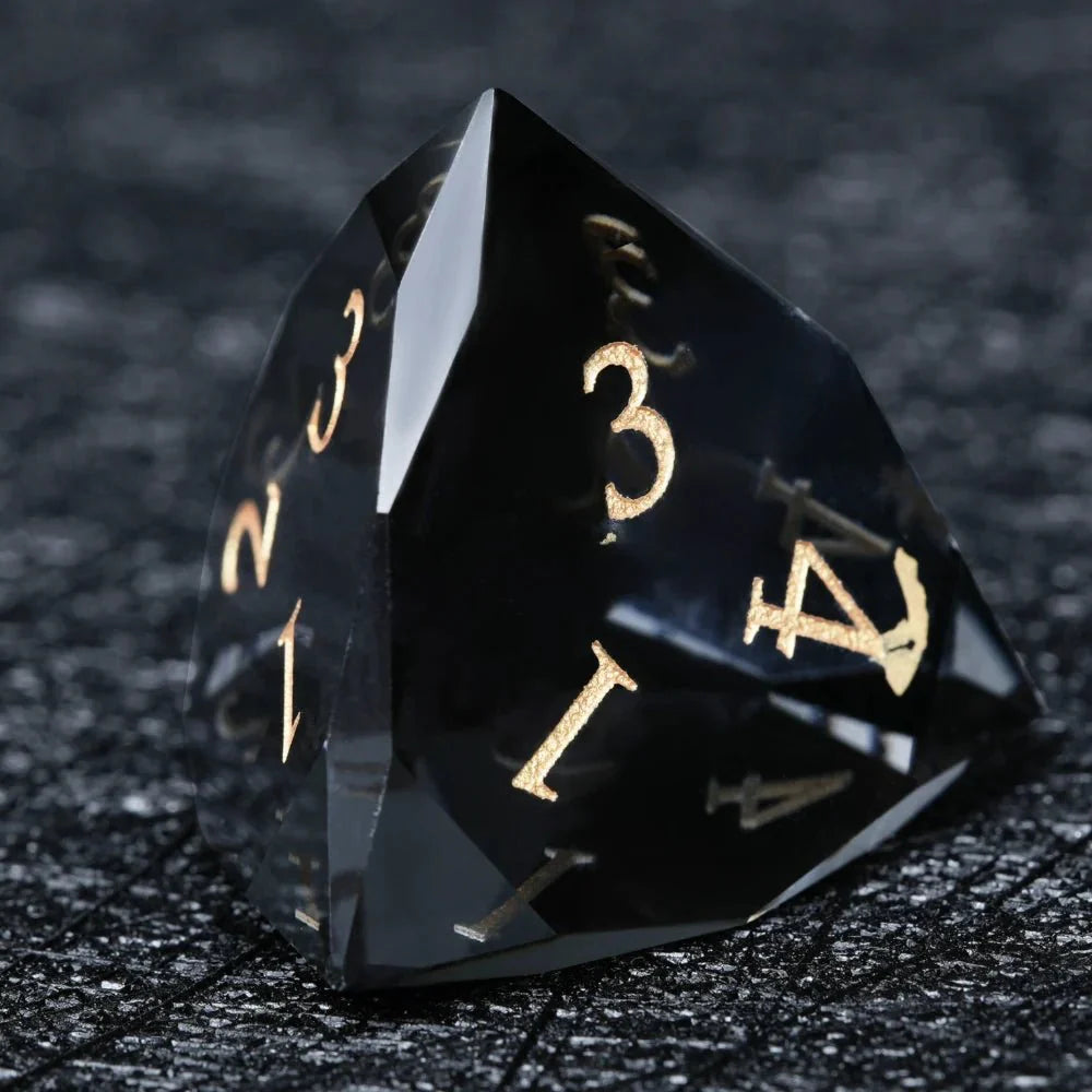 DND Dice - Premium Black Glass Gem RPG Dice Set