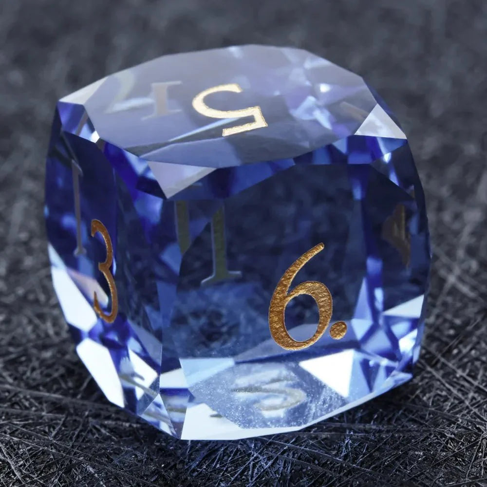 DND Dice - Ice Blue Multifaceted Glass Dice Set