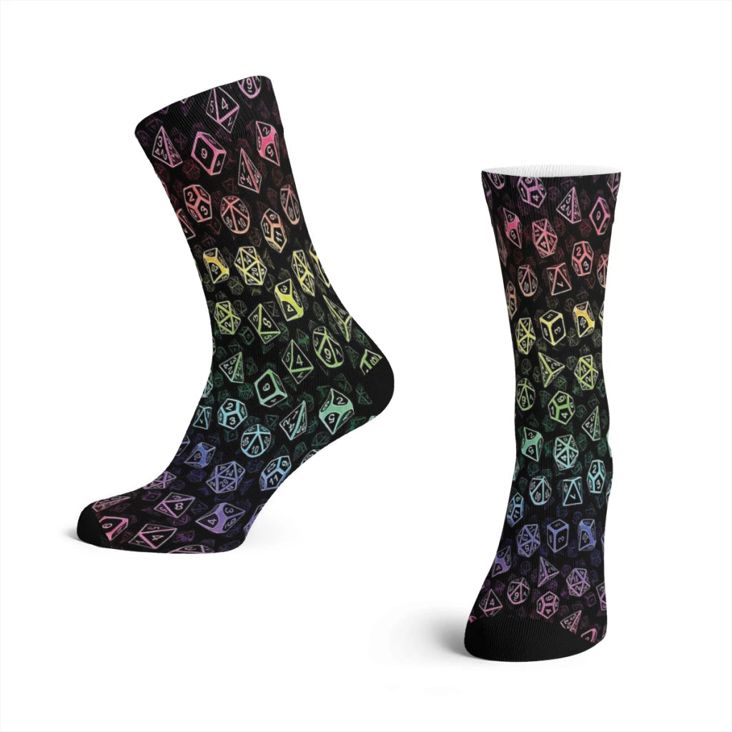 DND Game D20 Dice Set Pattern Rainbow  Straight Socks Male Mens Women Autumn Stockings Polyester Harajuku