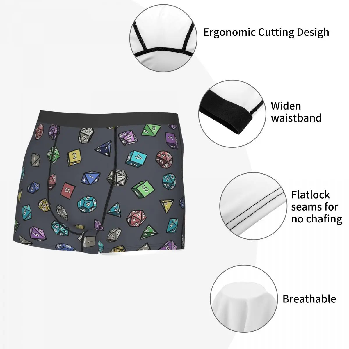 DND Game Dice Pattern Underpants Cotton Panties Man Underwear Comfortable Shorts Boxer Briefs