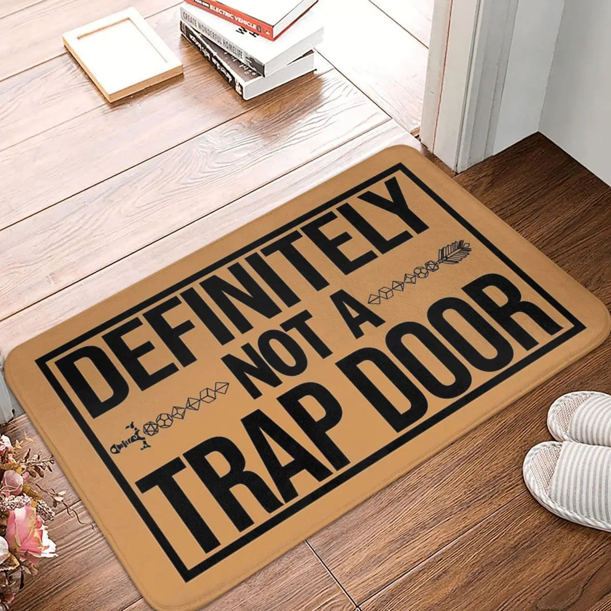 Dnd Game Non-slip Doormat Definitely Not A Trap Door Living Room Bedroom Mat Prayer Carpet Indoor Pattern Decor