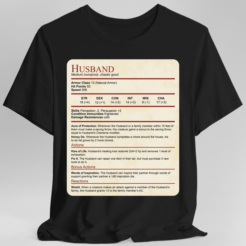 DnD Husband Stat Block T-Shirt