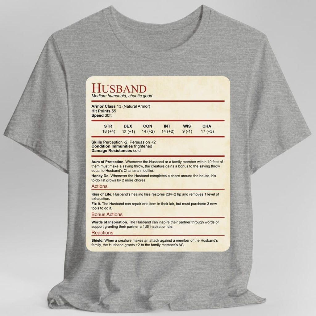 DnD Husband Stat Block T-Shirt