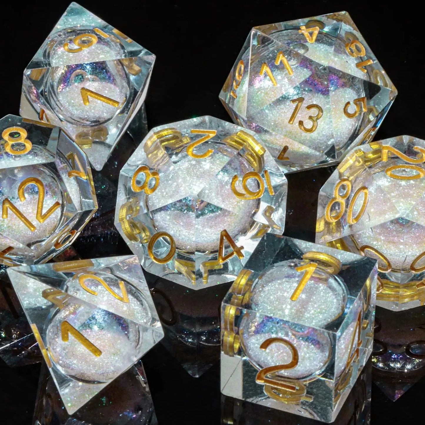 DnD Liquid Core Resin Dice, Handmade Liquid Dice, Polyhedral Dice Set for Dungeons and Dragons, Galaxy Dice Set, dice set dnd