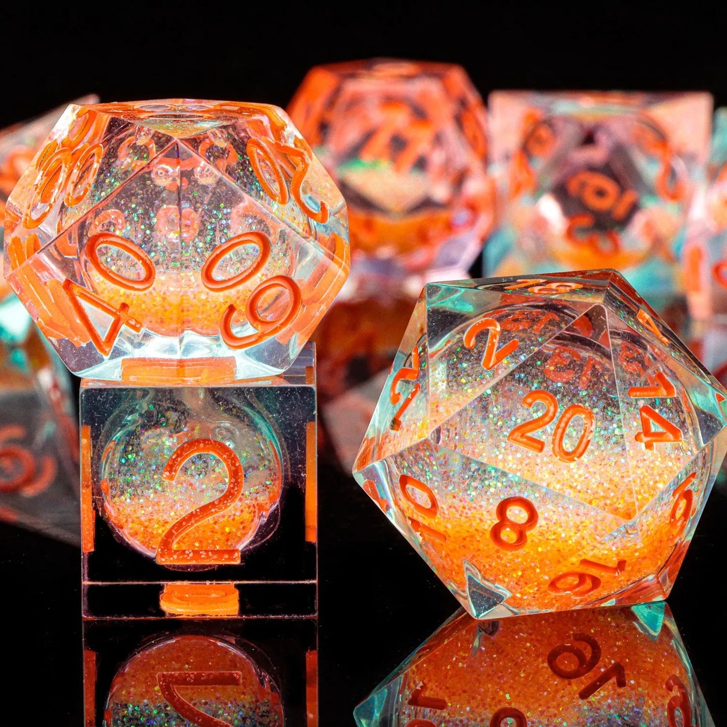 DnD Liquid Core Resin Dice, Handmade Liquid Dice, Polyhedral Dice Set for Dungeons and Dragons, Galaxy Dice Set, dice set dnd