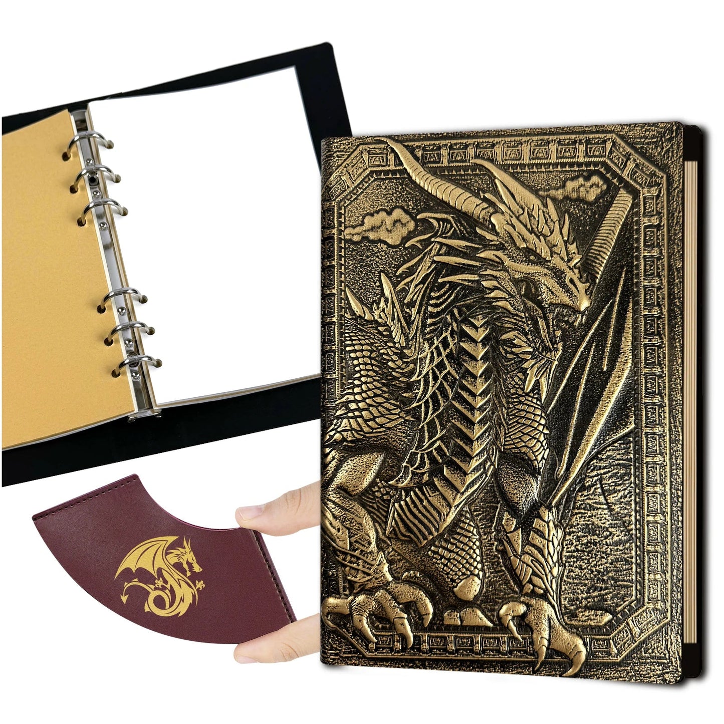 DND Notebook Travel Journal,400 Pages Binder Blank Journal Leather Notebook for Dungeons & Dragons Accessories