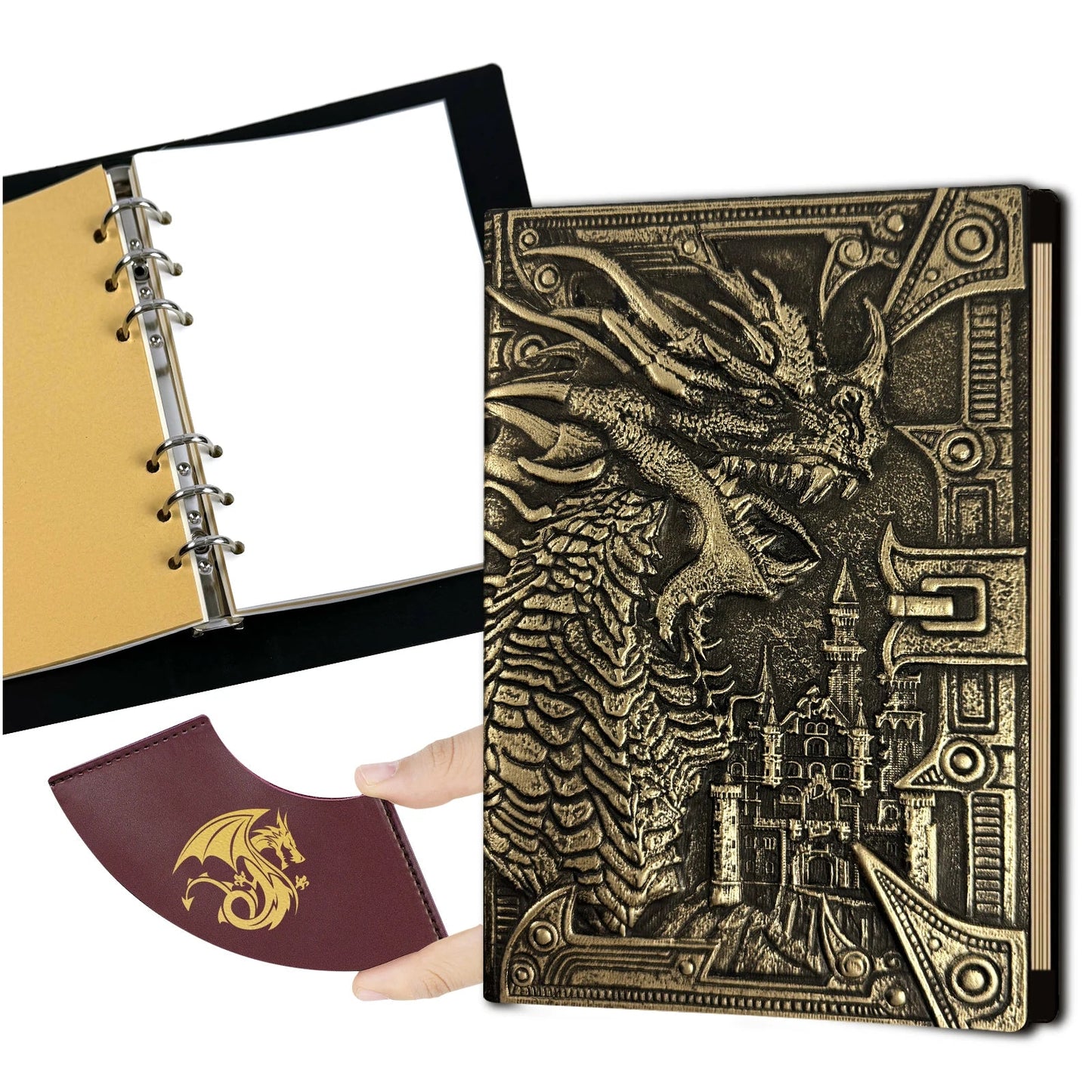 DND Notebook Travel Journal,400 Pages Binder Blank Journal Leather Notebook for Dungeons & Dragons Accessories