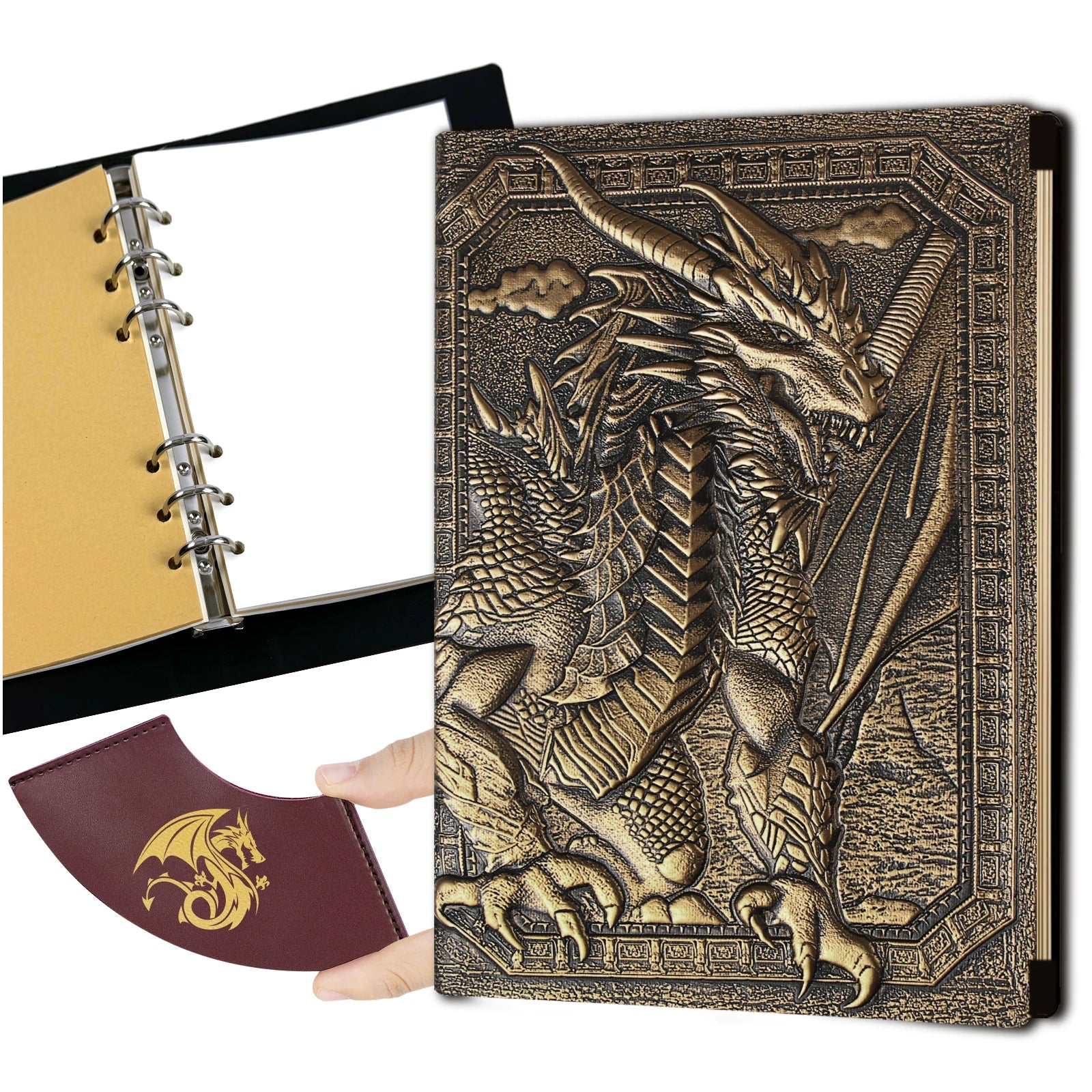 DND Notebook Travel Journal,400 Pages Binder Blank Journal Leather Notebook for Dungeons & Dragons Accessories