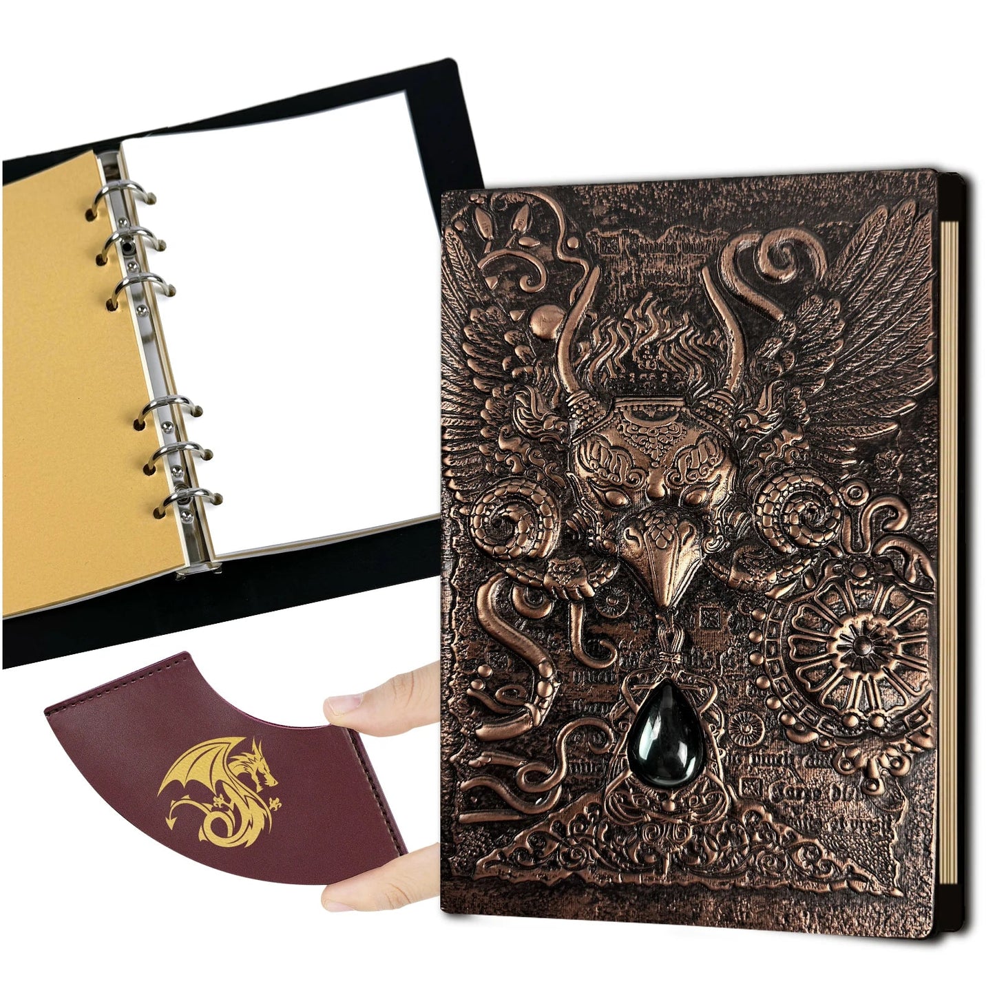 DND Notebook Travel Journal,400 Pages Binder Blank Journal Leather Notebook for Dungeons & Dragons Accessories